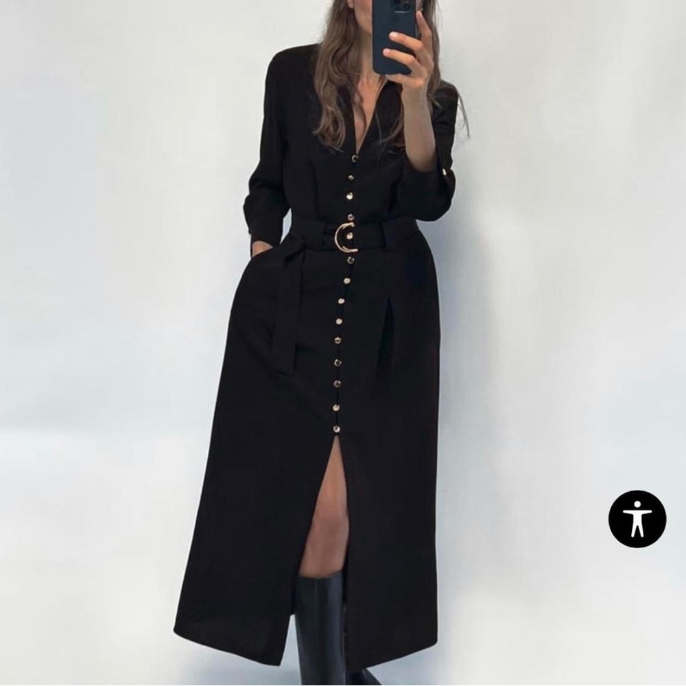 Brand new black maxi Zara dress with gold buttons